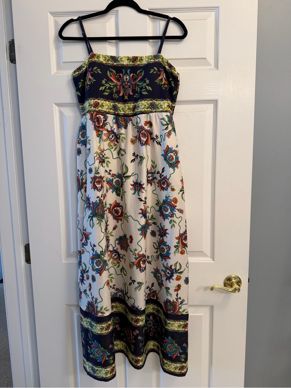 Siena Navy and White Floral Border Maxi Dress